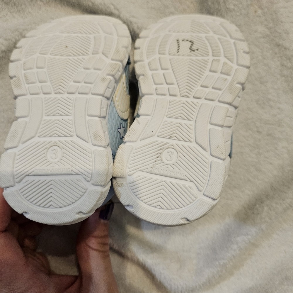 Disney Mickey Mouse Infants Blue Yellow Velcro Strap Walking Sneakers 3 - Picture 5 of 8